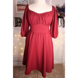 Vixen by Micheline Pitt Vacation Dress in Burgandy XL